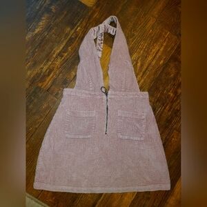 Cute Pink Corduroy Skirt Romper